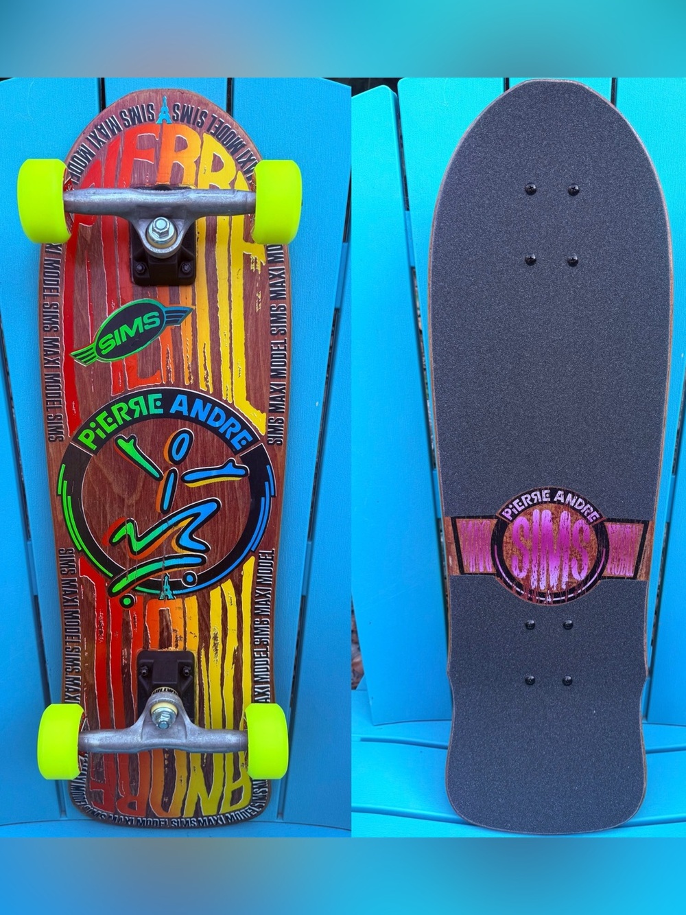 Vintage Sims Pierre Andre Street Complete Skateboard Gullwing Sidewinder Trucks